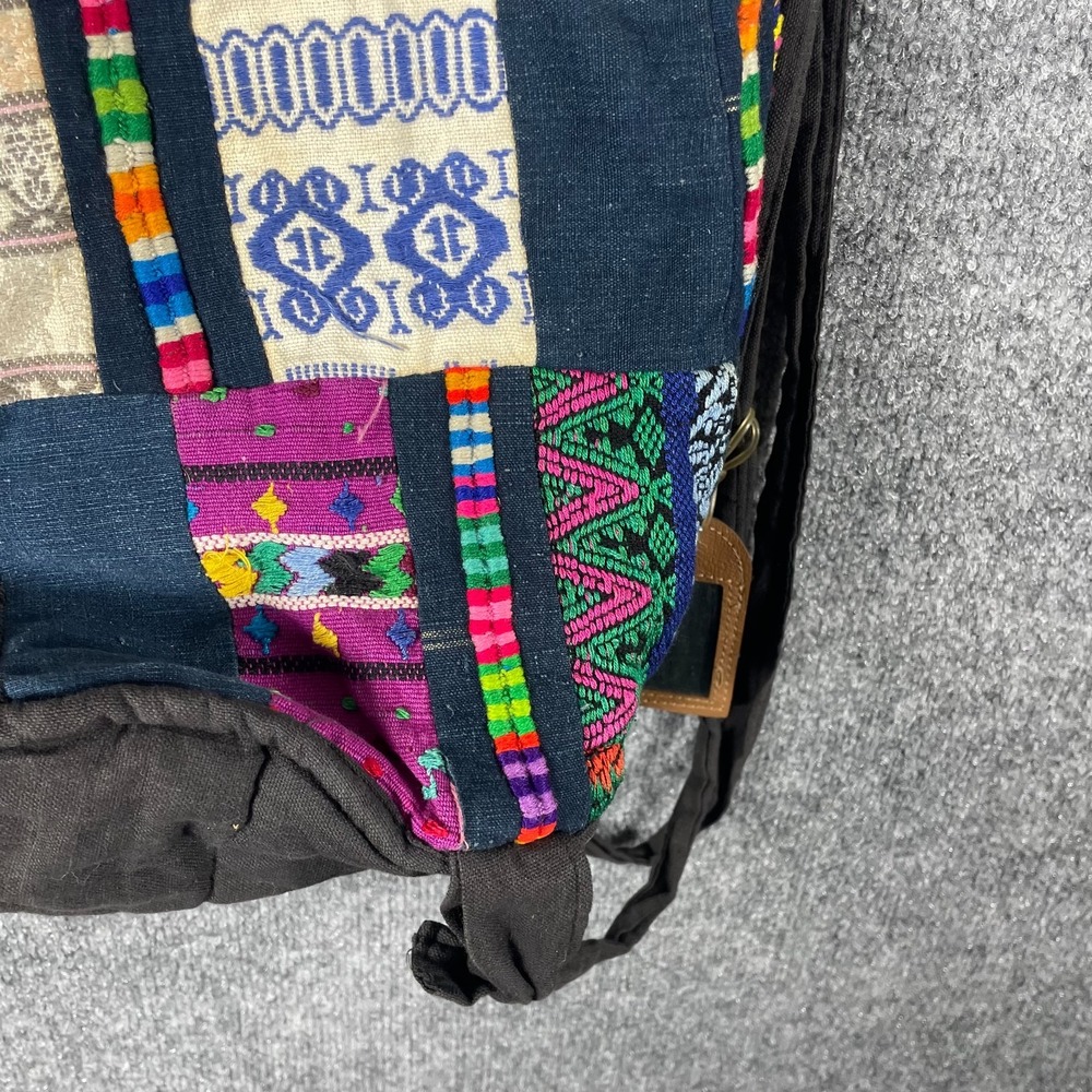 Patchwork Backpack Tote Bag‎ Colorful Hippie Hobo Boho Lined Sack Retro Cotton - Picture 5 of 16